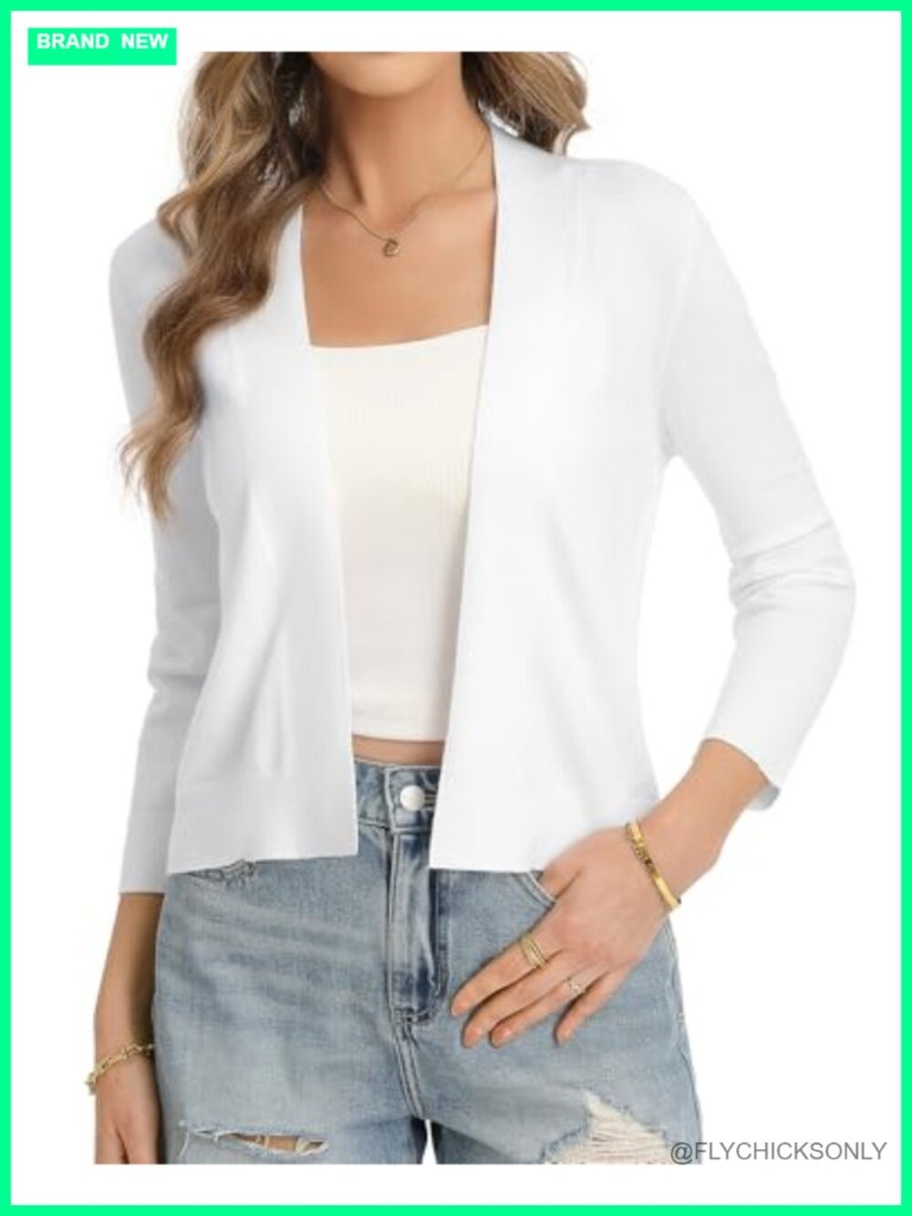 Women's Cropped Cardigan 3/4 Sleeve Open Front Shrug
